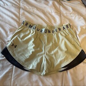 Under Armour sage green and Black Performance Shorts
